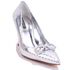 Dagoster DZA07-388497 Gümüş Abiye Topuklu Kadın Ayakkabı