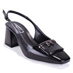 Dagoster DZA07-11363017 Siyah Rugan Klasik Topuklu Kadın Ayakkabı