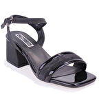 Dagoster DZA07-12531223 Siyah Simli Kalın Topuklu Abiye Kadın Ayakkabı