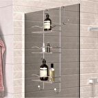 Geseus 3 Katlı Asmalı Banyo Duşakabin Duş Rafı Krom Büyük Boy-BK-063