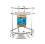 Geseus Paslanmaz İki Gözlü Banyo Köşe Rafı Şampuanlık 304 Kalite Paslanmaz Çelik-GNRL2014