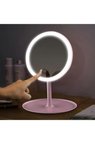 Dokunmatik Led Işıklı Usb Şarjlı Makyaj Aynası Yuvarlak Pembe-SM8036