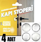 Yapışkanlı Kapı Stoperi Kapı Kolu Çarpma Engelleyici Şeffaf 4Adet