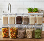 Geseus Dikdörtgen Hava Geçirmez Erzak Saklama Kabı 12 Adet 2100 ML