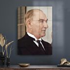 Decovetro Cam Tablo Atatürk Siyah Takım Elbiseli