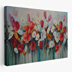 Kır Çiçekleri Yağlıboya Görünüm Dekoratif Kanvas Duvar Tablosu-3581