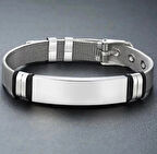 Tamamı Saf Çelik Silver Kemer Kordonlu Sade Şık Çelik Bileklik 23 cm