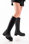 Siyah Fermuarlı Günlük Kadın Çizme