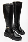 Kadın Siyah Cilt Toka Detaylı Çizme