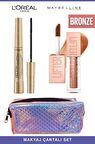 Loreal Telescopic Anında Uzun Kirpikler-Maybelline Işıltılı ve Dolgun Dudaklar 018 Bronze Makyaj Seti
