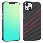 Coofbe Karbon Fiber Kamera Korumalı Desenli iPhone 14 Kılıf Parmak İzi Bırakmaz 0.6MM Kalınlık