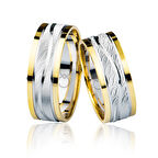Sarı Beyaz Şeritli Altın Alyans 3603-3