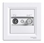 Schneider EPH3400121 Asfora Beyaz 1dB Sonlu İkili TV SAT Prizi