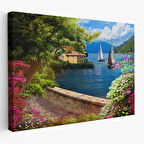 Denize Açılan Çiçekli Yol Duvar Tablosu-3606