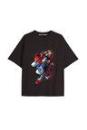 UNİSEX Bay Sonic Desenli Siyah Yazlık T-shirt