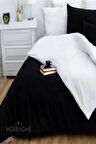 More Home  Lastikli Çarşaflı Çift Kişilik Nevresim Takımı Siyah  Beyaz