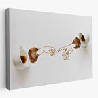 El Ele Espresso Fincanları Dekoratif Kanvas Duvar Tablosu-3639