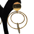 Uretti - İREM 3914 0451 Altın Renk Çift Halkalı Küpe