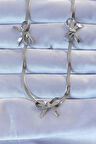 HEYF 316L Çelik Gümüş Renk İtalyan Zincirli Fiyonk Kolye
