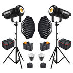 Gdx LV-700C-II B Bi Color Led Video Işığı 2'li Full Set (Gridli 170 Octa Softbox + 260 cm Kalın Işık Ayağı)