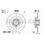 ARKA FREN DISK AYNASI LAGUNA III LATITUDE 1.5DCI - 1.6 - 2.0 RULMANLI - 300 - 11MM - BRAXIS AD0388