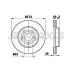 ON FREN DISKI AYNASI HAVALI TOYOTA COROLLA AURIS D4D DIZEL 2007 2012 273X5 - BRAXIS AE0257