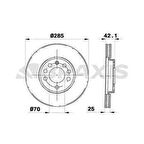 ON FREN DISK AYNASI VECTRA C GTS 1.6 2.016V 02-SIGNUM 03-SAAB 9.3 02-CROMA 05- 285x25x5DLxHAVALI - BRAXIS AE0066