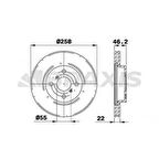 ON FREN DISKI AYNASI HAVALI TOYOTA YARIS 1.33 VVTI 2010-- YARIS 1.4 D4D 2005-- 258X4 - BRAXIS AE0073