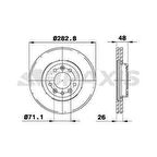 ON FREN DISK AYNASI 407 1.6HDI 1.8 2.016V 2.0HDI 04=- 607 2.0 00=- 508 10=- 283x26x5DLxHAVALI - DF4 - BRAXIS AE0095