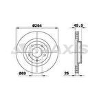 ON FREN DISKI JEEP COMPASS PATRIOT CHRYSLER SEBRING DODGE CALIBER-4008-C4 AIRCROSS - BRAXIS AE0316