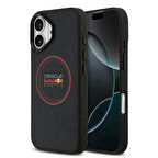 Apple iPhone 17 Kılıf Redbull Orjinal Lisanslı M-safe Şarj Özellikli Kırmızı Halka ve Logo Kabartmalı PU Deri Kapak