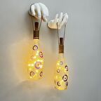 Erkek Eli Heykel Dekorlu Nazar Boncuklu Şampanya Şişesi Duvar Dekor Apliği 2 li set, kafe ev dekor