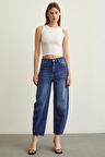 Yüksek Bel Mom Jean Mavi