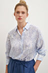 Damla Desenli Gömlek Mavi
