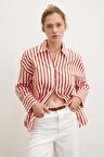 Cepli Çizgili Gömlek Oranj