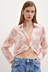 Organze Desenli Tül Gömlek Pembe