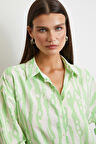 Zebra Desen Modal Gömlek Yeşil