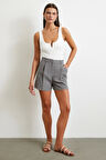 Piliseli Cepli Şort Gri