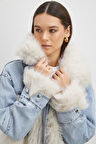 Kot Garnili Kürklü Mont Mavi