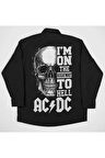AC DC Highway To Hell Müzik Grubu Baskılı Unisex Rock Metal Cepli Gömlek