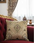 simli kabartma osmanlı motifli lüks salon dekorasyonu için özel tasarım çift yönlü kırlent kılıfı 45x45