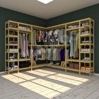 Belinda - Açık Ahşap Gardırop - Kurulum Için Tornavida Matkap Ve Usta Gerekmez