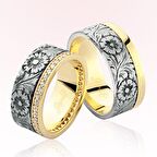 Çiçek Desenli Altın Alyans 3704