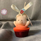 Uretti - Ayşe 7362 - El Yapımı Cupcake Ayıcık Şeklinde Dekoratif Pembe Mum - 5 x 5 cm