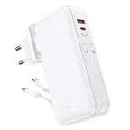 Coofbe Dahili Type-C Kablolu Ve İphone Kablolu 22.5W 10000 Mah Powerbank Ve Priz Girişli Şarj Cihazı