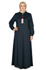 Hesna Kadın Miray Büyük Beden Baharlık Kuplu Lacivert Pardesü
