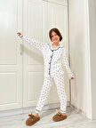 Kız Çocuk Kalpli Önden Düğmeli Pamuklu Pijama Takımı 7/8-8/9-9/10 YAŞ