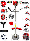 Lombard İtalia V12 Motor New 8 İn 1 FULL Set Yan Tipi Benzinli Motorlu Ot Çalı Tırpanı Çim Makinesi 3.2 HP
