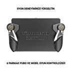 Polham 6 Parmak Tüm Tabletler İle Uyumlu Pubg ve Mobil Oyun Kontrol Adaptörü, Kaymaz Çizmez Joystick
