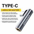 ESSAGER L Tip Type-C to 3.5mm Ses ve Kulaklık Çıkışı, Hifi Ses Destekli, Telefon, Tablet, PC Uyumlu